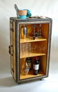 Upcycled vintage suitcase bar