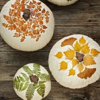 Autumn leaves pumpkin decor