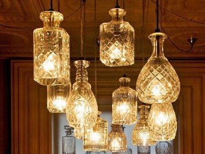 Upcycled decanter light